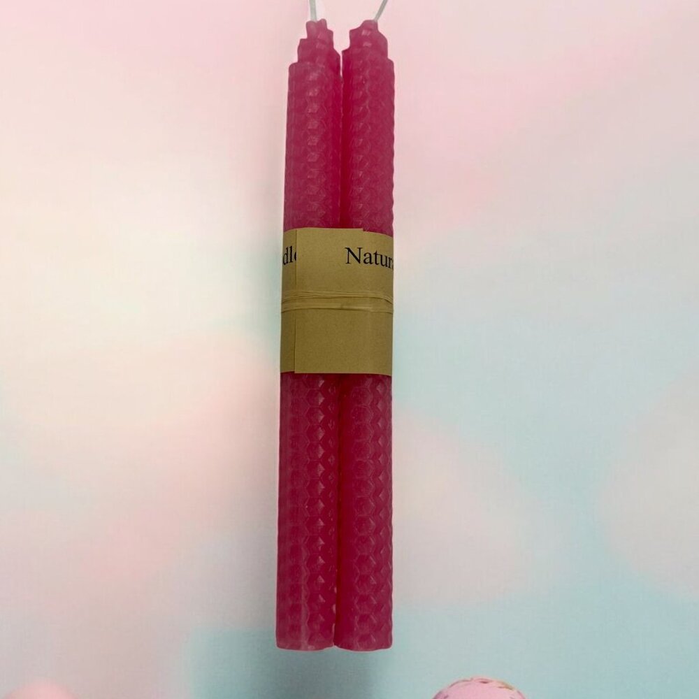 Natural Beeswax  Candlesticks Set, 9" Long, Natural Beeswax Sheet Handro… - Picture 2 of 2